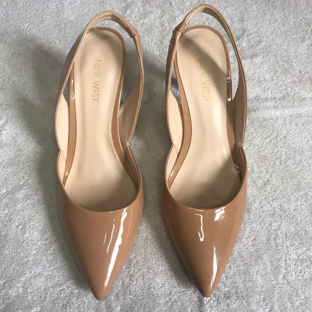 Nine West nude beige sling back heels pumps size 8